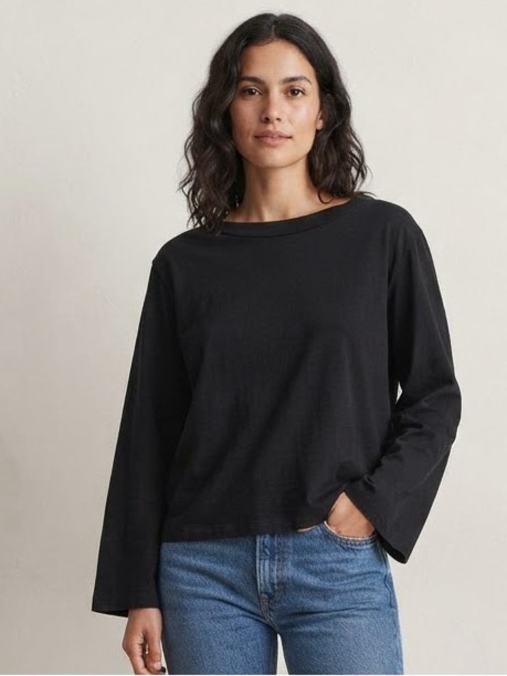 COS Sz XS Black Casual Basic Long Sleeves Cotton Tee Shirt
